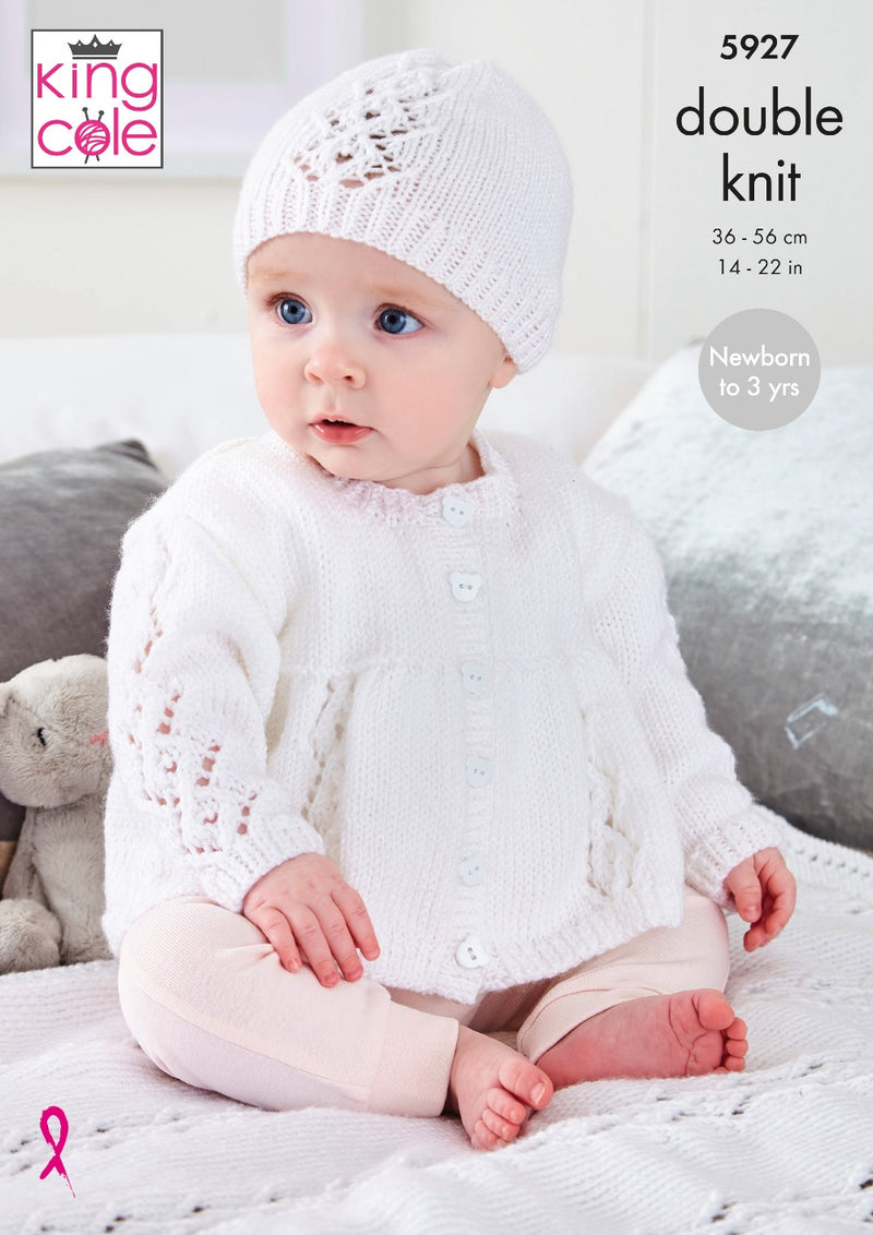 King Cole 5927 DK Knitting Pattern for Matinee Coat, Hat & Blanket (0 to 3 Yrs)