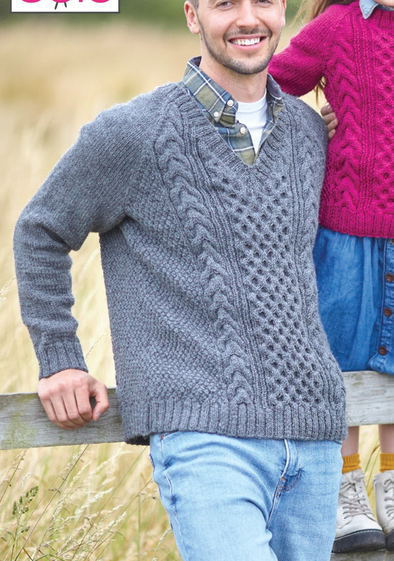 King Cole 5956 Aran Knitting Pattern - Adult & Children's Sweaters (24-42in)