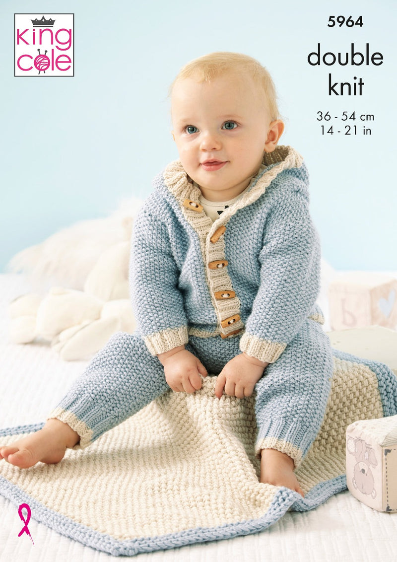 King Cole 5964 DK Knitting Pattern - Baby 2 Jackets, Hat, Leggings & Blanket DK (0-18mnths)