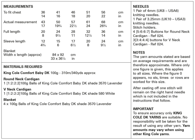 King Cole 6013 DK Baby Knitting Pattern - Blanket & Cardigans (14-22in)