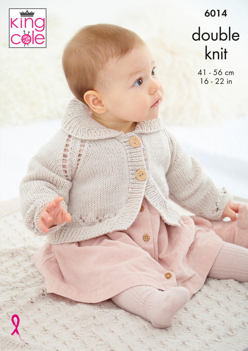 King Cole 6014 DK Baby Knitting Pattern - Jacket, Cardigan & Blanket (16-22in)
