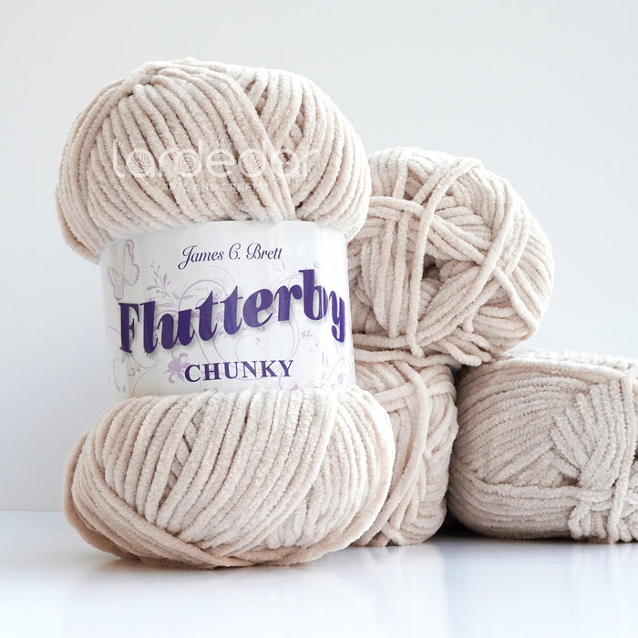 James C Brett Flutterby Chunky - B28 - Fawn - 100g Chenille Plush