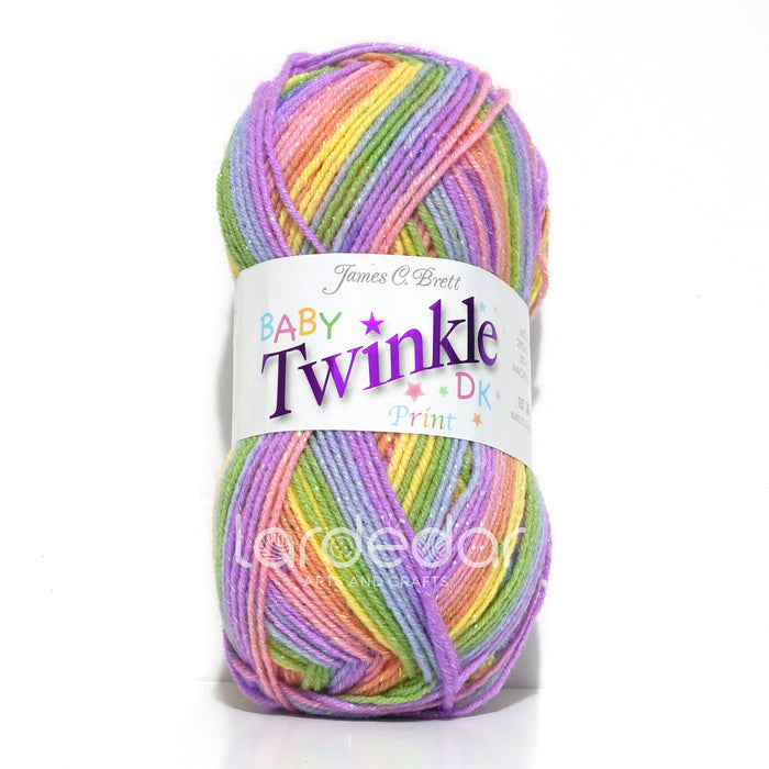 James C Brett Baby Twinkle Print DK Yarn Wool - BTP22 Multicoloured - 100g Ball