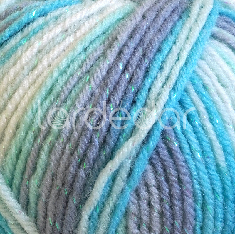 James C Brett Baby Twinkle Print DK Yarn - Blue Hues BTP34 Aqua Blue Mix