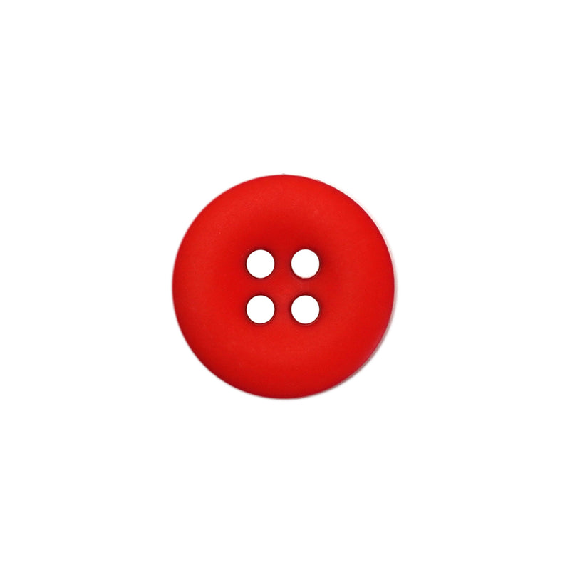 15mm Bright Red Matte Round Edged Buttons (5 Pcs)