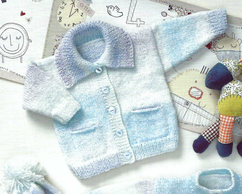 James C Brett JB010 Double Knitting Pattern - Baby DK Cardigans, Bobble Hat & Blanket