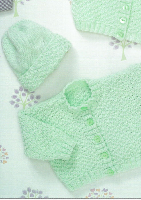 James C Brett JB234 Double Knitting Pattern - Baby Cardigans & Hat For DK Yarn (Prem - 2 years)