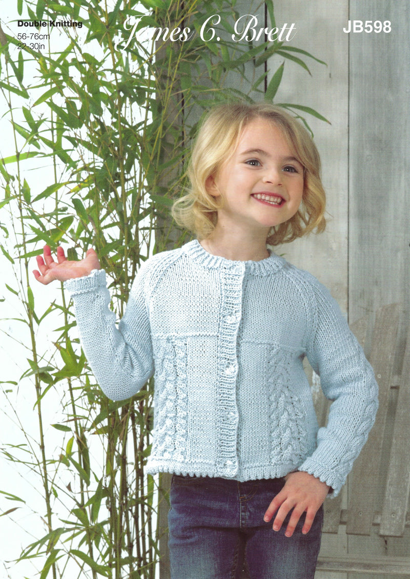 James C Brett JB598 Double Knitting Pattern - Children's Cotton DK Cardigan