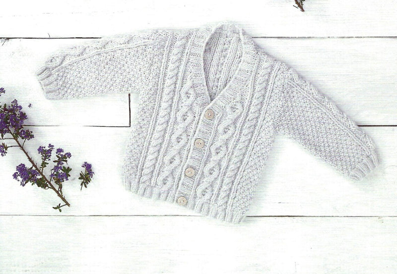 James C Brett JB691 - Baby V Neck Cardigan & Sweater Knitting Pattern (discontinued)