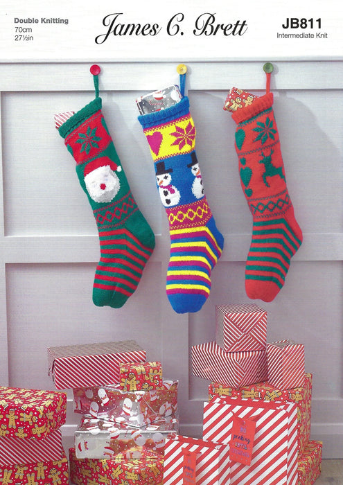 James C Brett JB811 - Christmas DK Double Knitting Pattern - Christmas Stockings