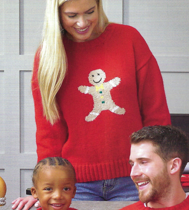 James C Brett JB813 - Christmas DK Double Knitting Pattern - Gingerbread Sweaters for Men, Women & Children