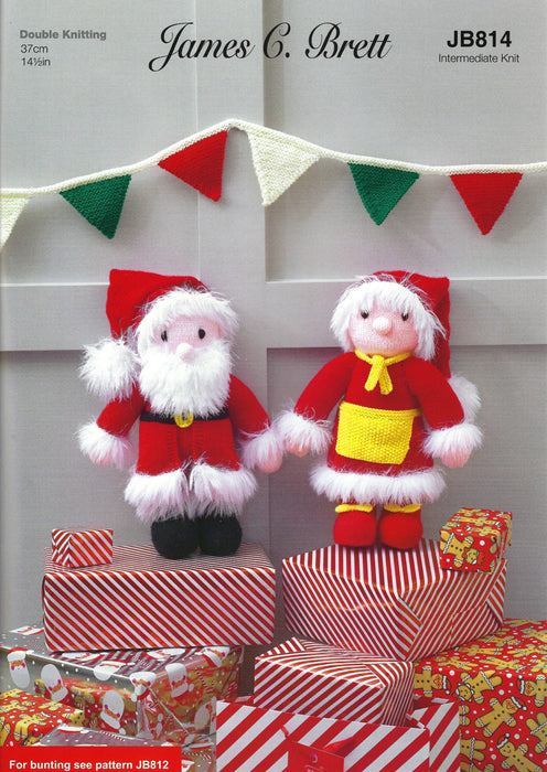 James C Brett JB814 - Christmas DK Double Knitting Pattern - Mr & Mrs Claus Toys - Intermediate Knit