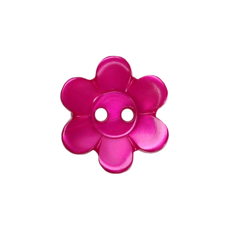 18mm Fuchsia Pearl-Effect Daisy Flower Buttons (10 Pcs)