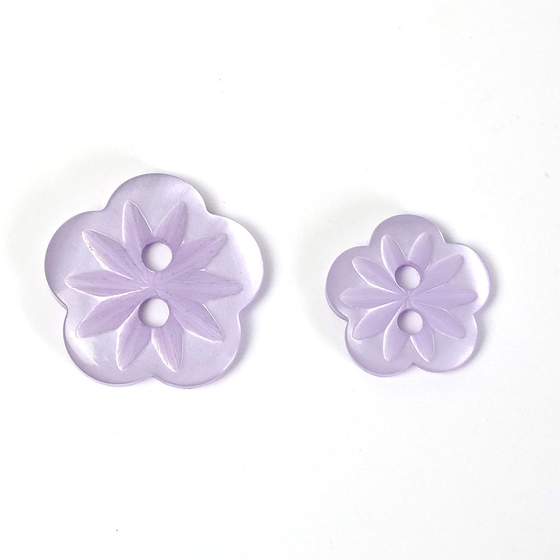 18mm Lilac Polyester Flower Button w- Star Detail (5pcs)