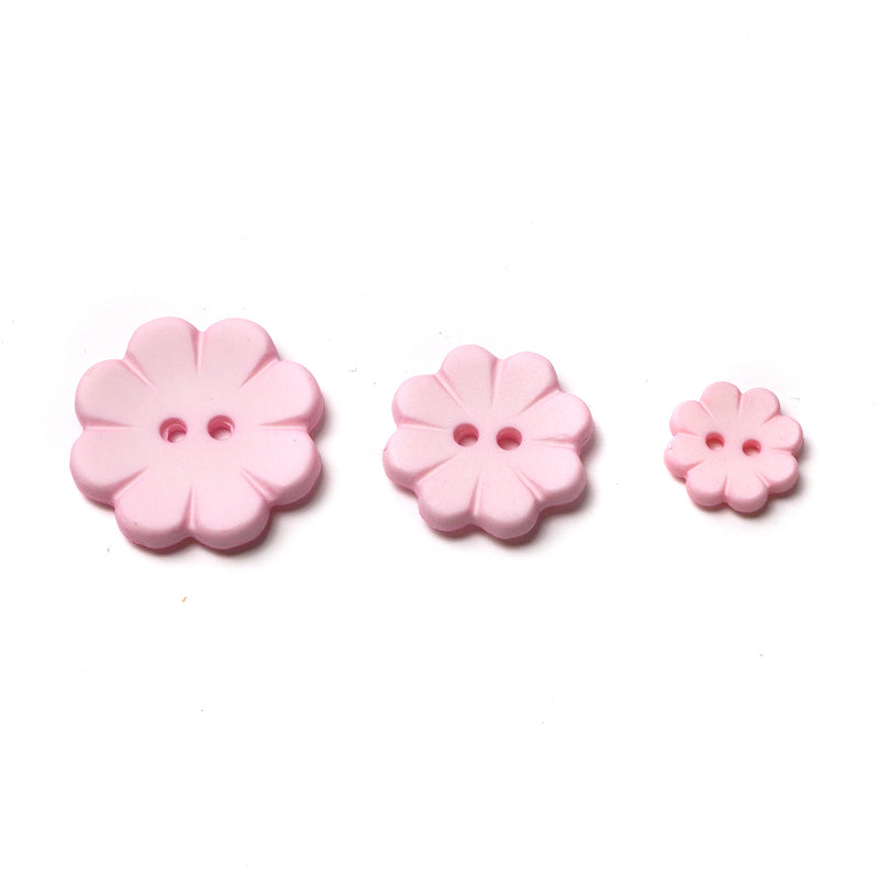 Pink Matte Flower Buttons (5 Pcs) - 15mm 23mm or 28mm