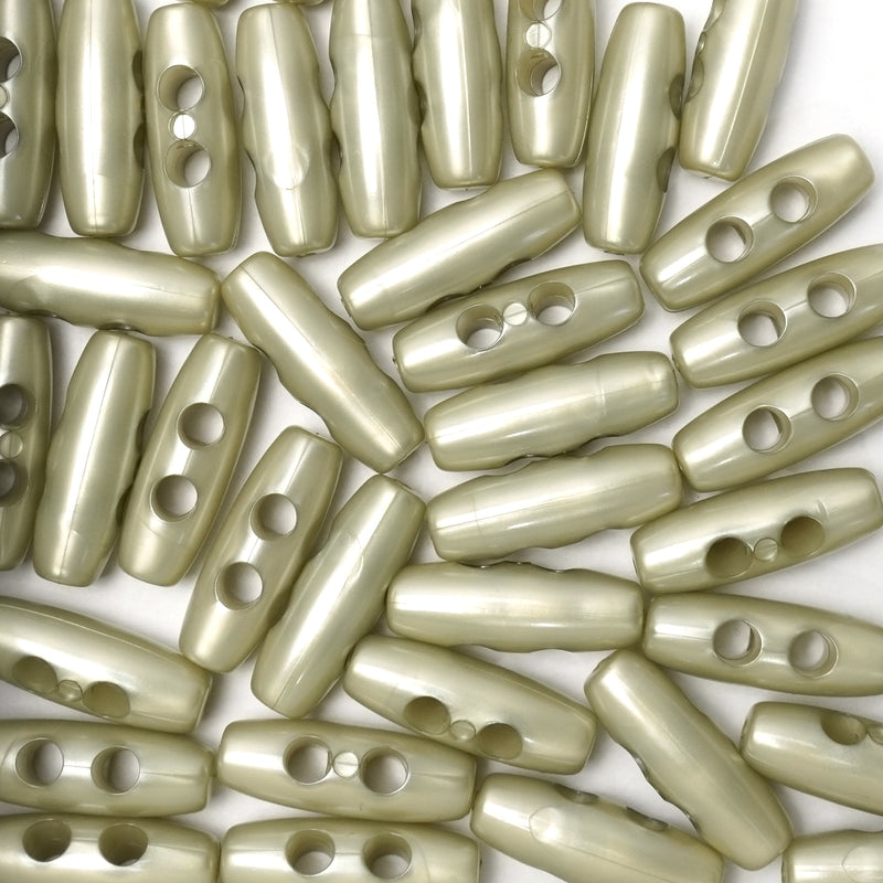 25mm Sage Green Pearl Effect Baby Toggle Buttons 10 Pcs