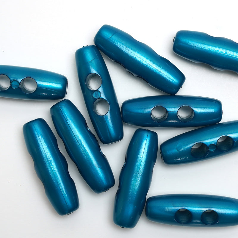 30mm Teal Pearl Effect Toggle Buttons 10 Pcs