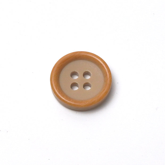 Colourful Wood-Effect Rimmed Buttons (10 Pcs) - 4 Hole, Choice of 9 Colours - 15mm / 20mm - Baby Knitting, Kids Cardigan Craft Buttons