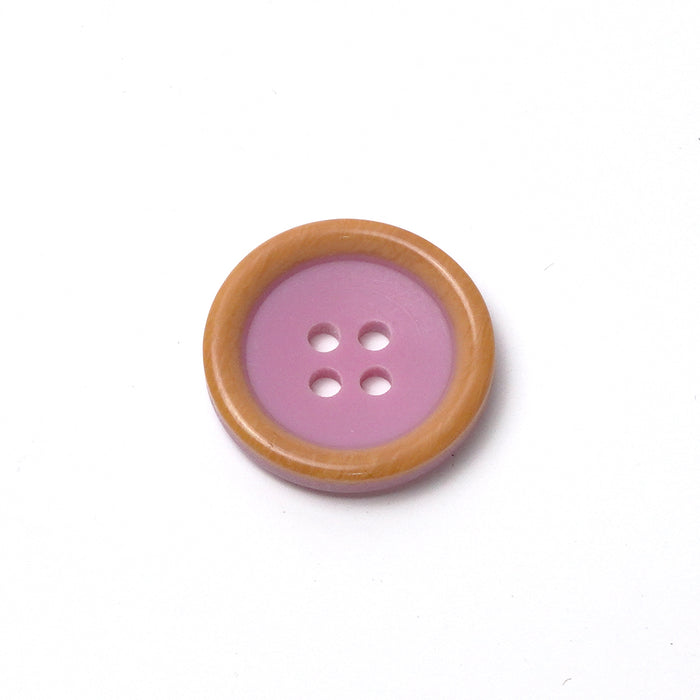 Colourful Wood-Effect Rimmed Buttons (10 Pcs) - 4 Hole, Choice of 9 Colours - 15mm / 20mm - Baby Knitting, Kids Cardigan Craft Buttons