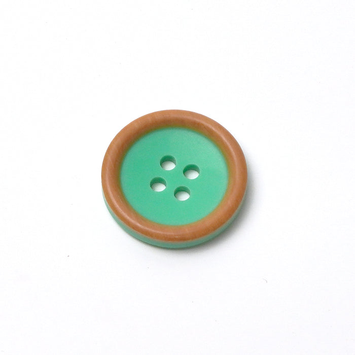 Colourful Wood-Effect Rimmed Buttons (10 Pcs) - 4 Hole, Choice of 9 Colours - 15mm / 20mm - Baby Knitting, Kids Cardigan Craft Buttons