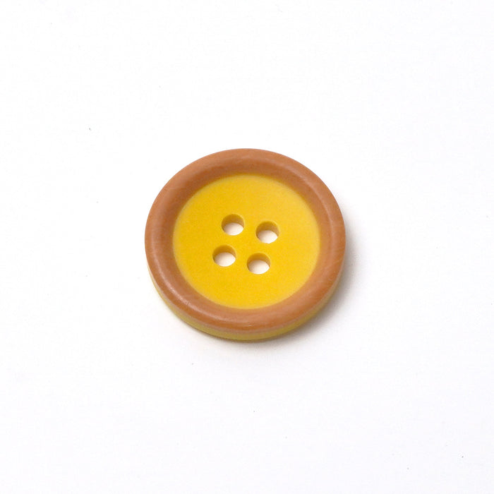 Colourful Wood-Effect Rimmed Buttons (10 Pcs) - 4 Hole, Choice of 9 Colours - 15mm / 20mm - Baby Knitting, Kids Cardigan Craft Buttons