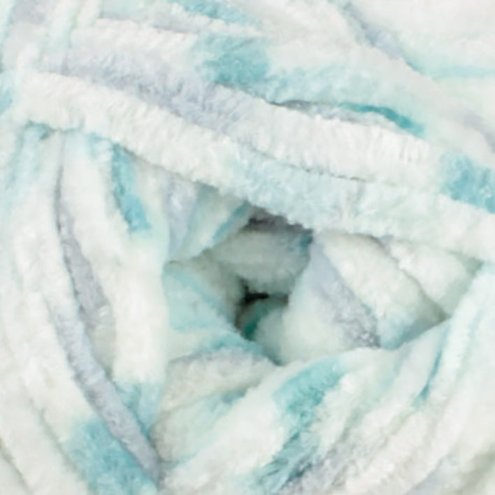 James C Brett Flutterby Chunky - B41 - Grey Aqua Spot - 100g Chenille Plush