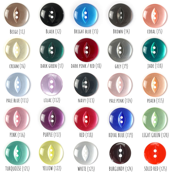 Bright Blue Round Fish Eye Buttons (10 Pcs) 11mm, 14mm, 16mm or 19mm (T3)