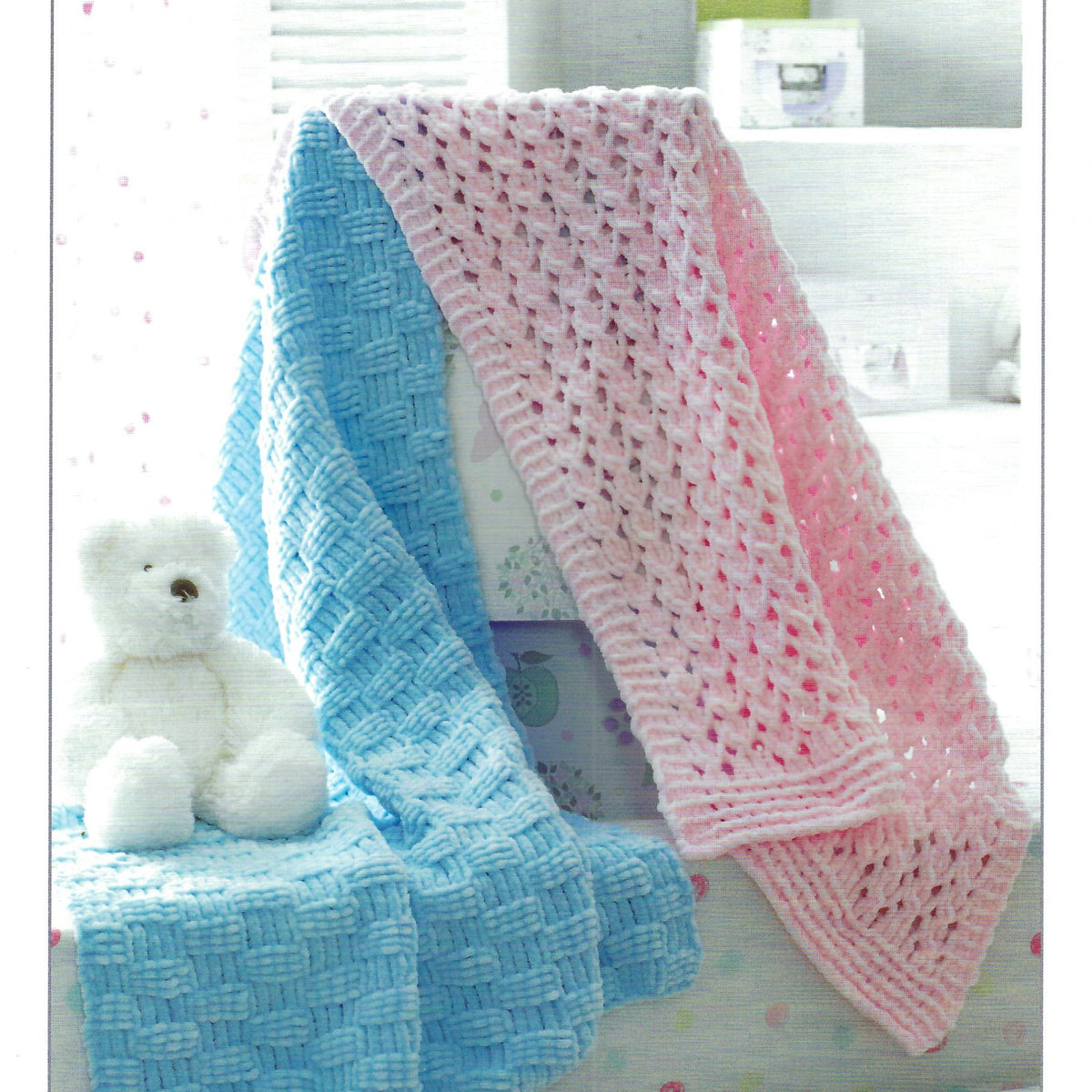 James C Brett JB173 Baby Blanket Knitting Pattern For Flutterby Chunky Lardedar