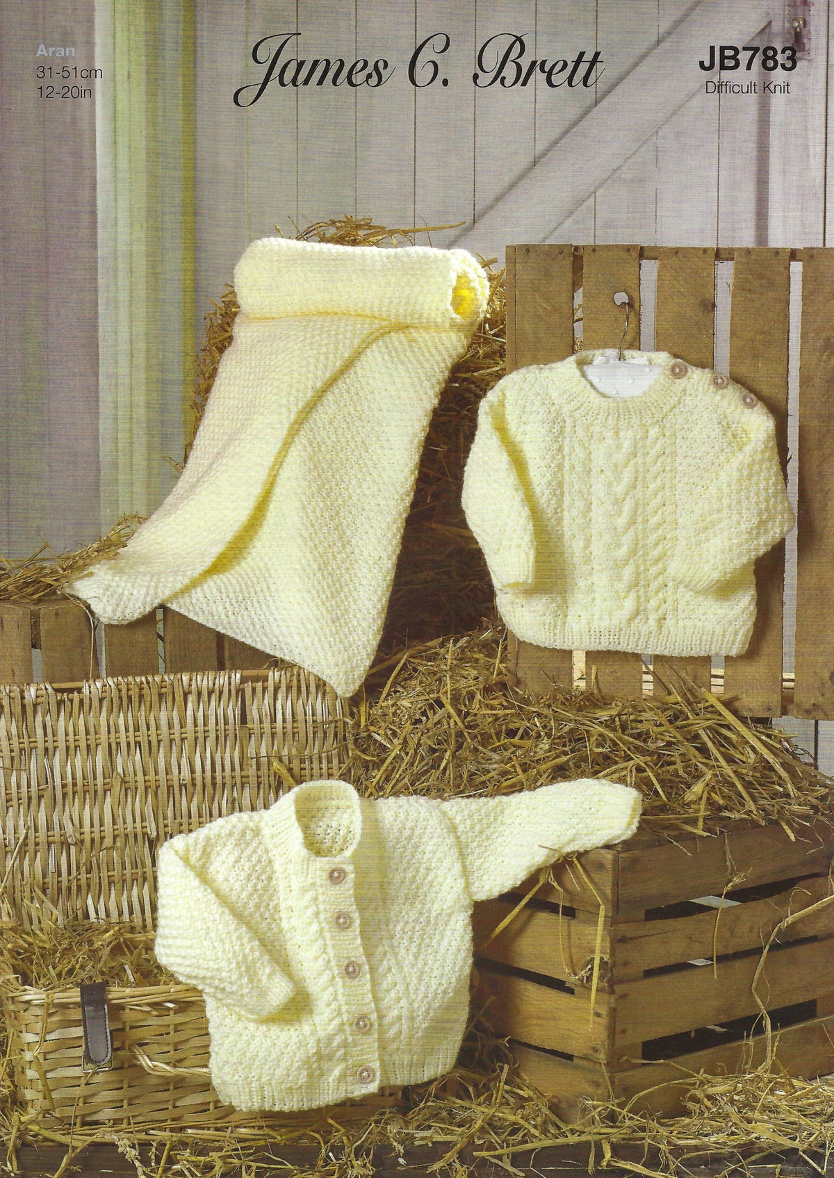 James C Brett Childrens Sweater and Hat Knitting Pattern in Rustic Aran  JB626