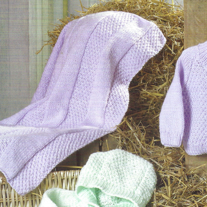 James C Brett JB784 Baby Aran Knitting Pattern - Cardigans & Blanket -  Intermediate (12-20 in)