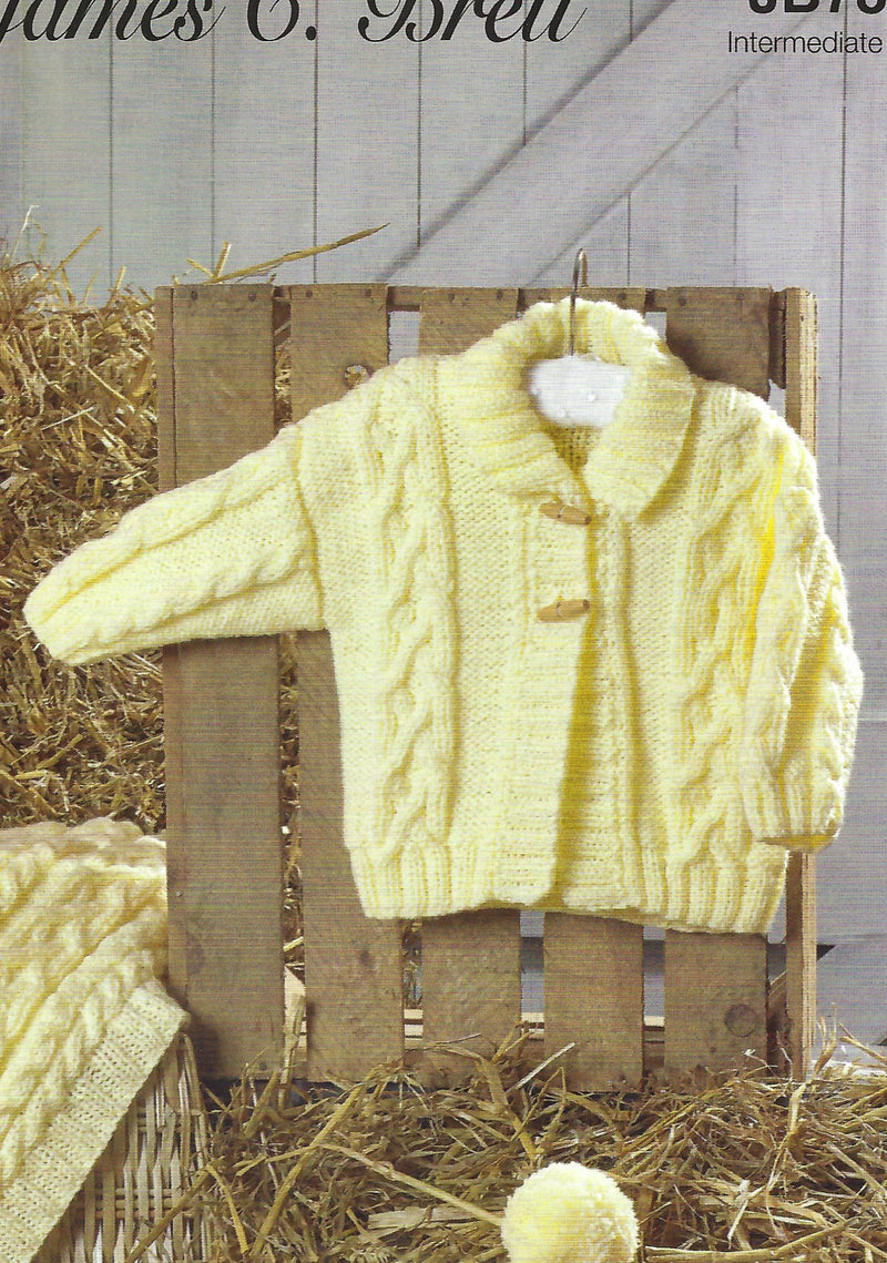 James C Brett JB788 Baby Aran Knitting Pattern - Coat, Hat & Blanket -  Intermediate Knit
