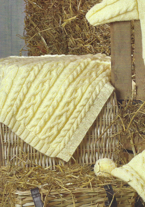 James C Brett JB788 Baby Aran Knitting Pattern - Coat, Hat & Blanket -  Intermediate Knit