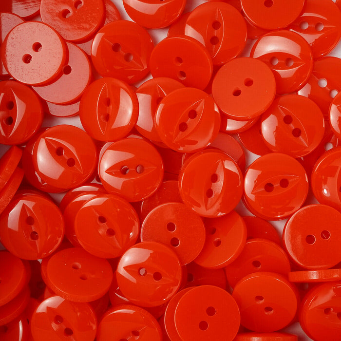 Solid Red Round Fish Eye Buttons 10pcs. 11mm, 14mm, 16mm or 19mm