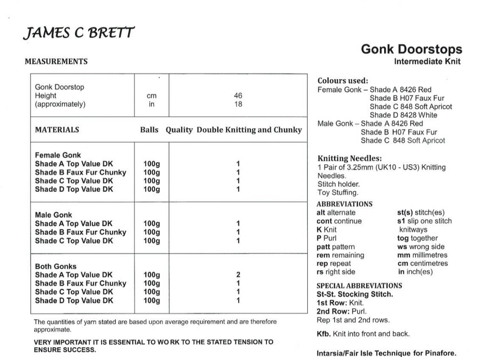James C Brett JB810 - Christmas DK Double Knitting Pattern - Gonk Doorstops